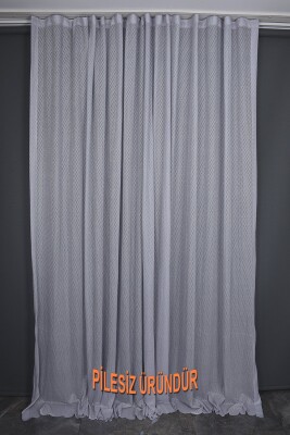 PETEK MODEL GRİ RENK TEK KANAT PİLESİZ Hazır Fon Perde 200*260 cm - 5