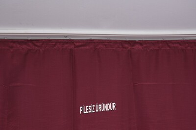 SATEN FONLUK PİLESİZ BORDO RENK TEK KANAT FON PERDE En 200 Cm Boy 260 Cm - 3