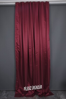 SATEN FONLUK PİLESİZ BORDO RENK TEK KANAT FON PERDE En 200 Cm Boy 260 Cm - 4