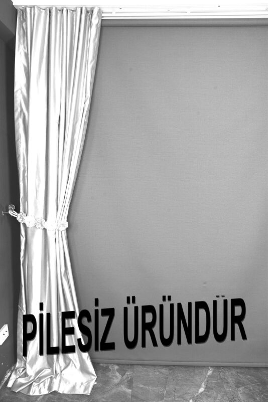 SATEN FONLUK PİLESİZ KIRIK BEYAZ RENK TEK KANAT FON PERDE En 200 Cm Boy 260 Cm - 6