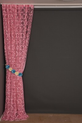 VAKKO MODEL PEMBE RENK İP PERDE HAZIR DÜĞMELERİ DİKİLMİŞ İP PERDE 300*270 cm - 6